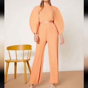 🎄🎄SHEIN 2 piece Privé Solid Batwing Ribbed Knit Blouse & Pant, Large, 8/10